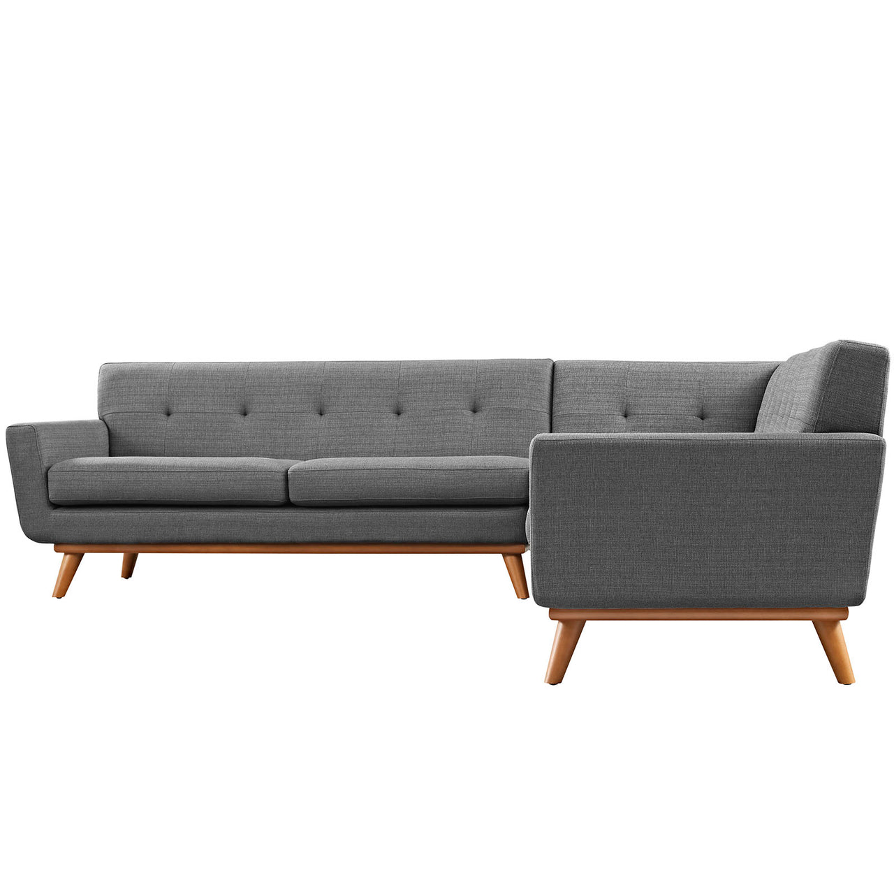 Engage L-Shaped Upholstered Fabric Sectional Sofa, Gray