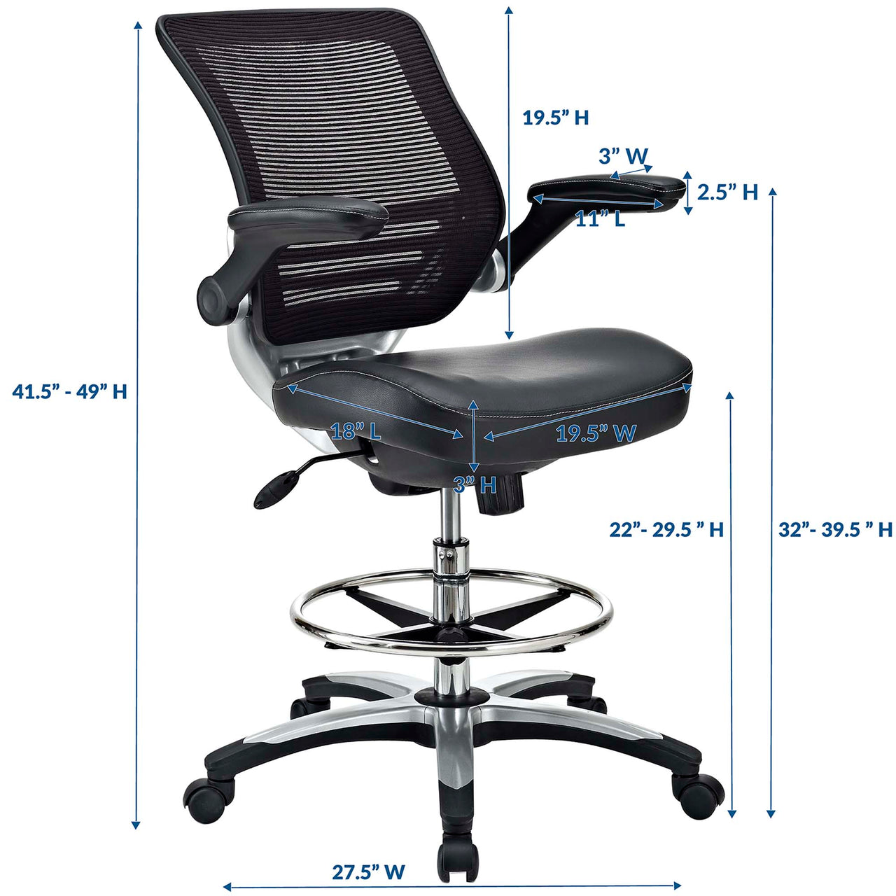 Edge Drafting Chair, Black