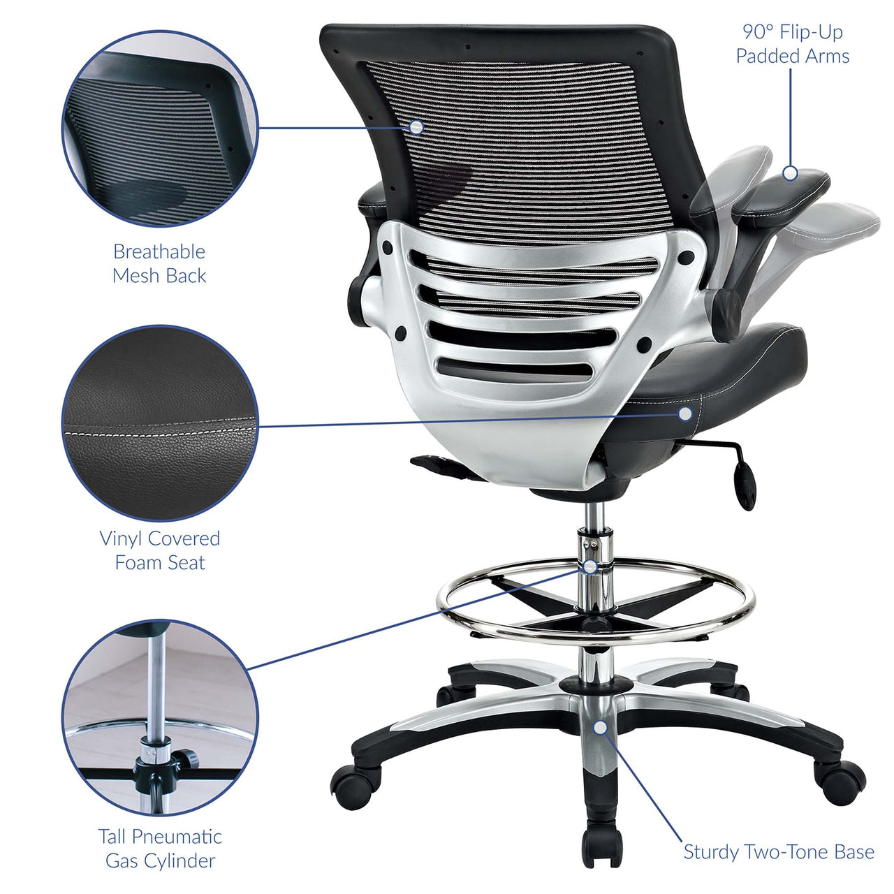 Edge Drafting Chair, Black