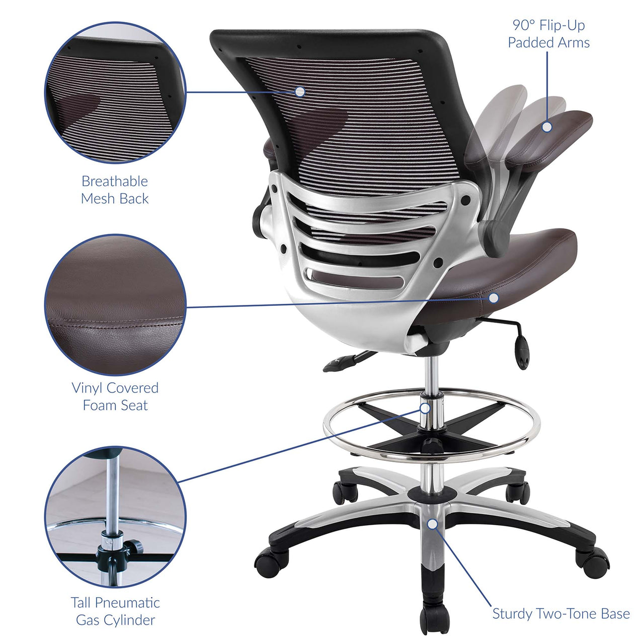Edge Drafting Chair, Brown
