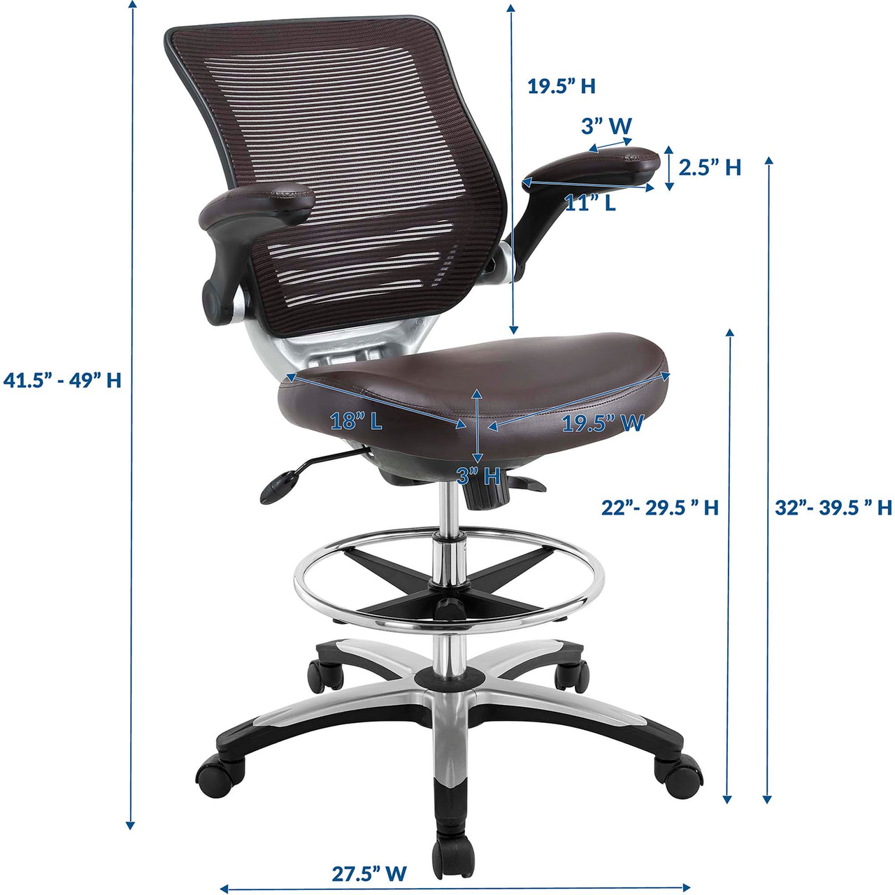 Edge Drafting Chair, Brown