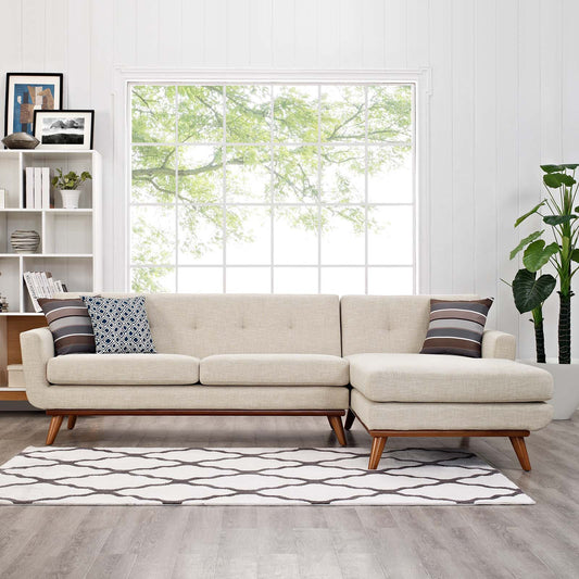 Rendezvous Right-Facing Fabric Sectional Sofa, Beige
