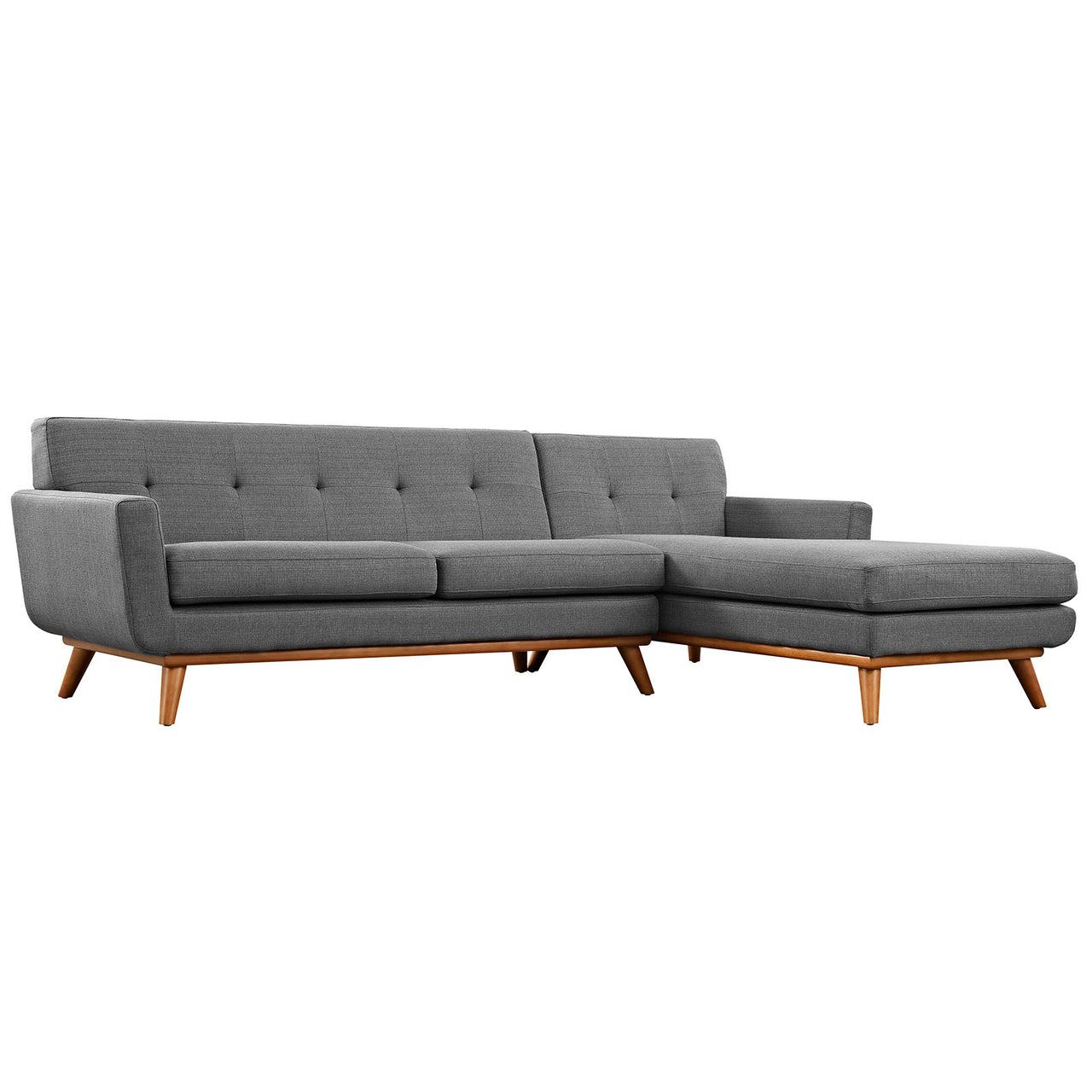 Engage Right-Facing Upholstered Fabric Sectional Sofa, Gray