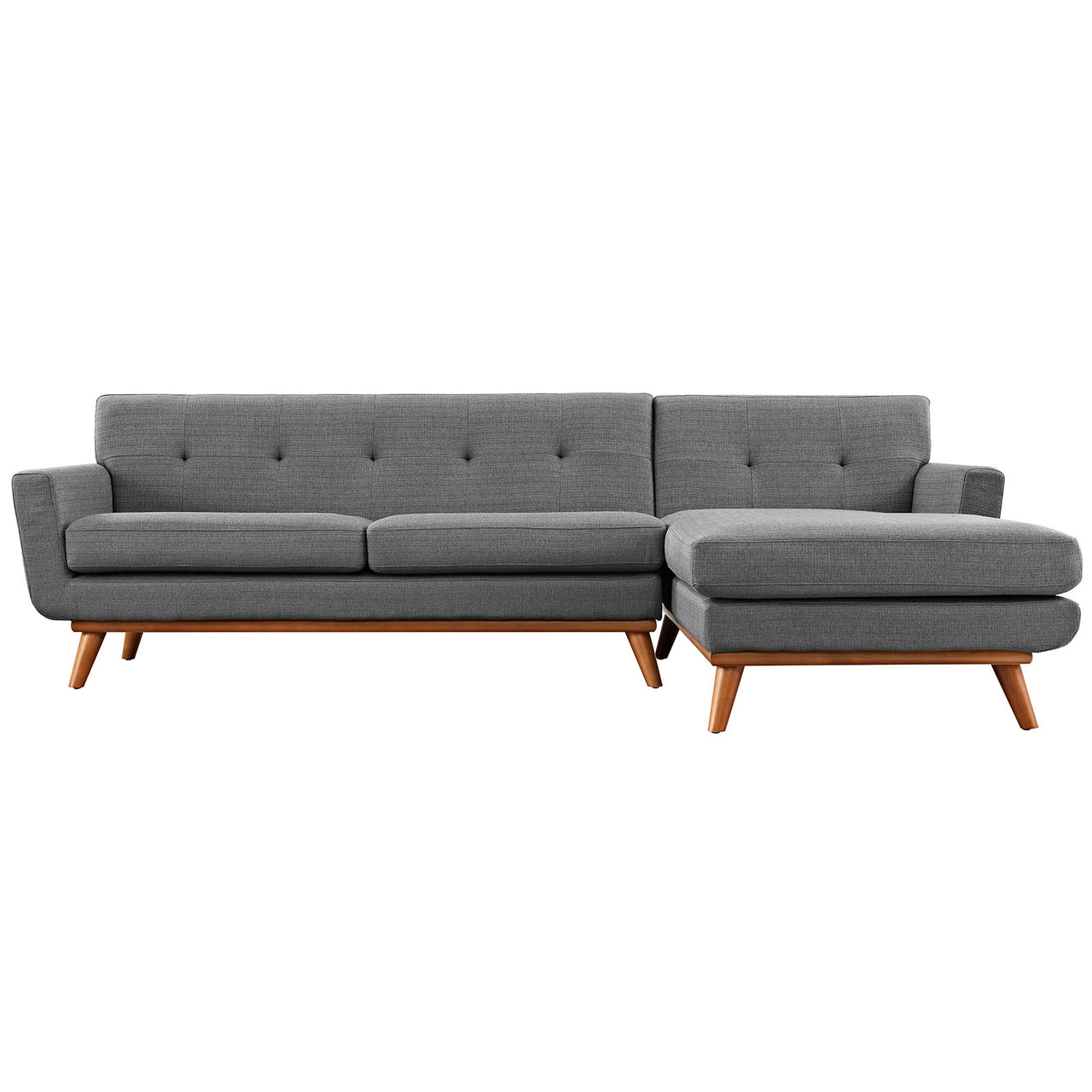 Engage Right-Facing Upholstered Fabric Sectional Sofa, Gray