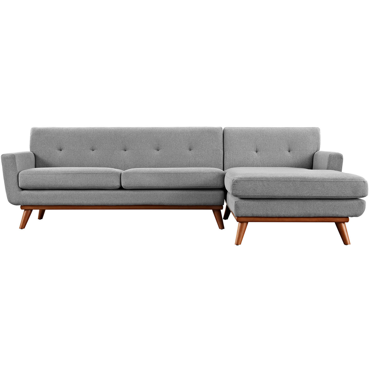 Rendezvous Right-Facing Fabric Sectional Sofa, Light Gray