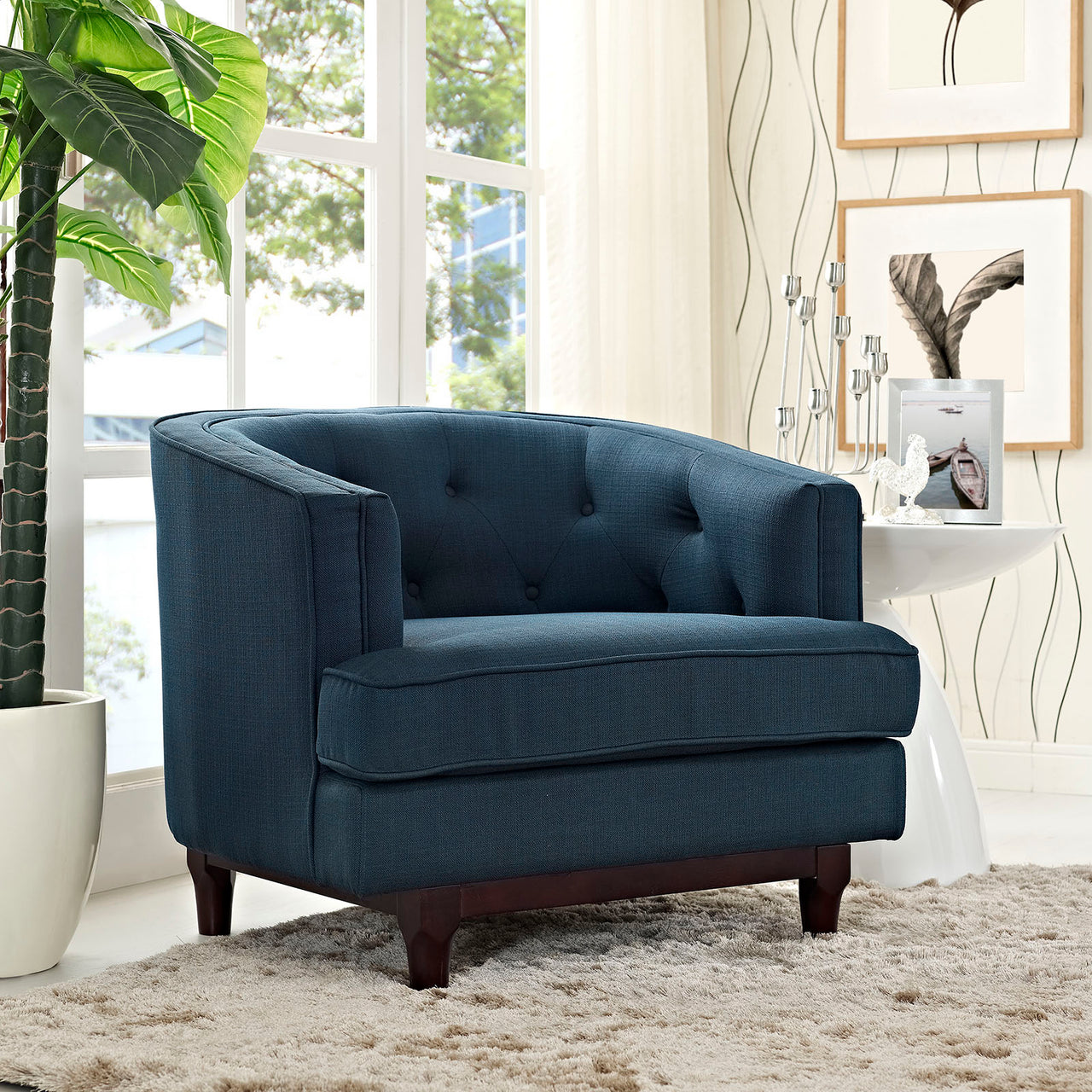 Coast Upholstered Fabric Armchair, Azure