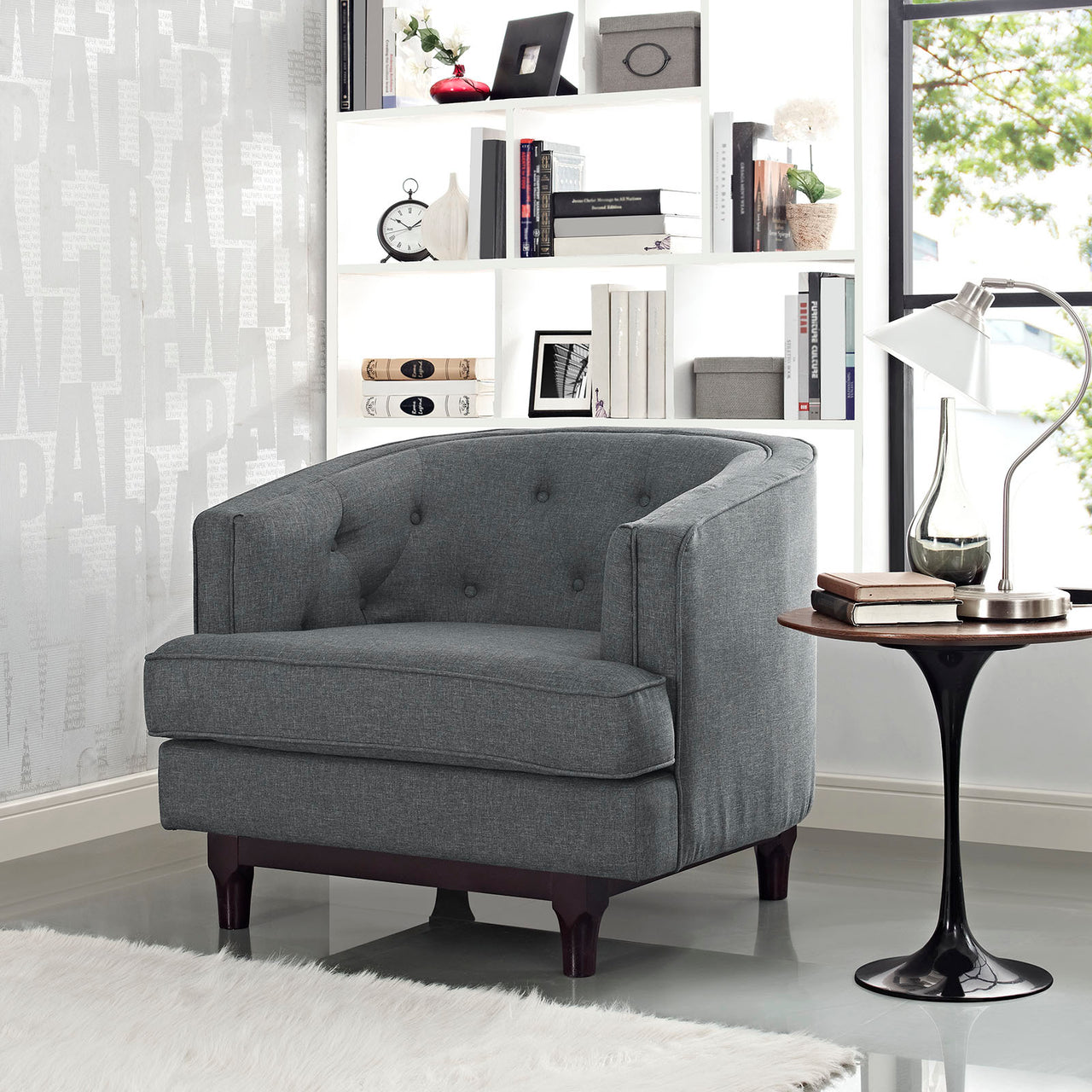 Coast Upholstered Fabric Armchair, Gray