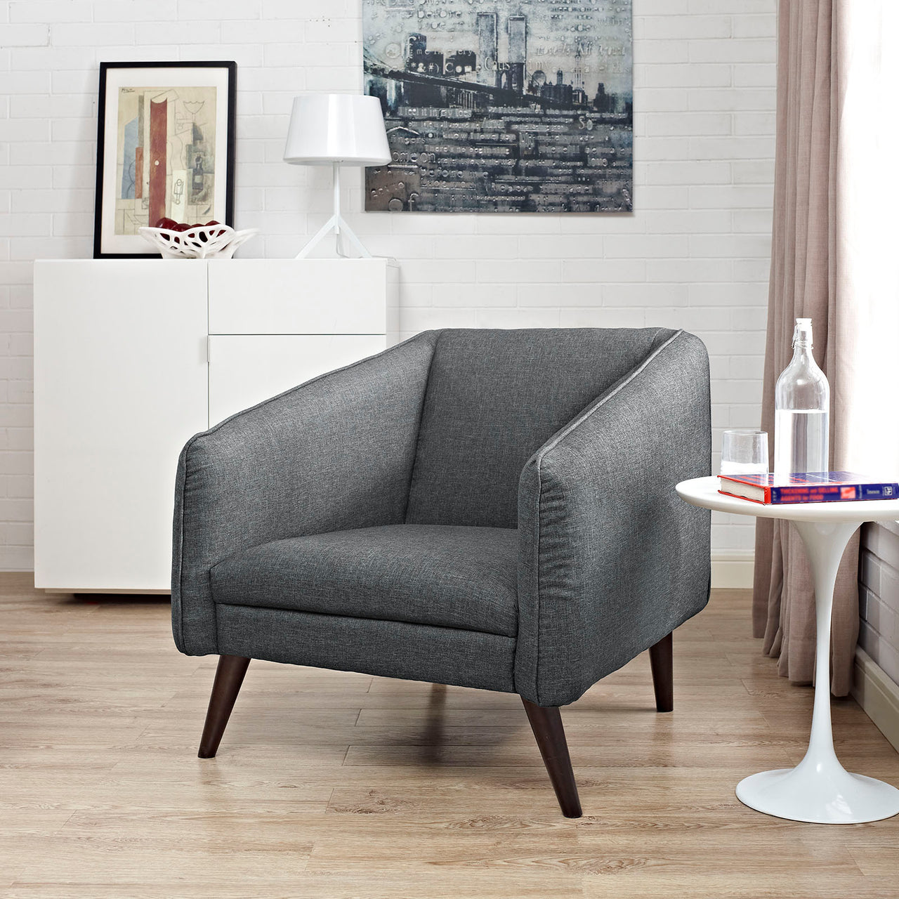 Slide Upholstered Fabric Armchair, Gray