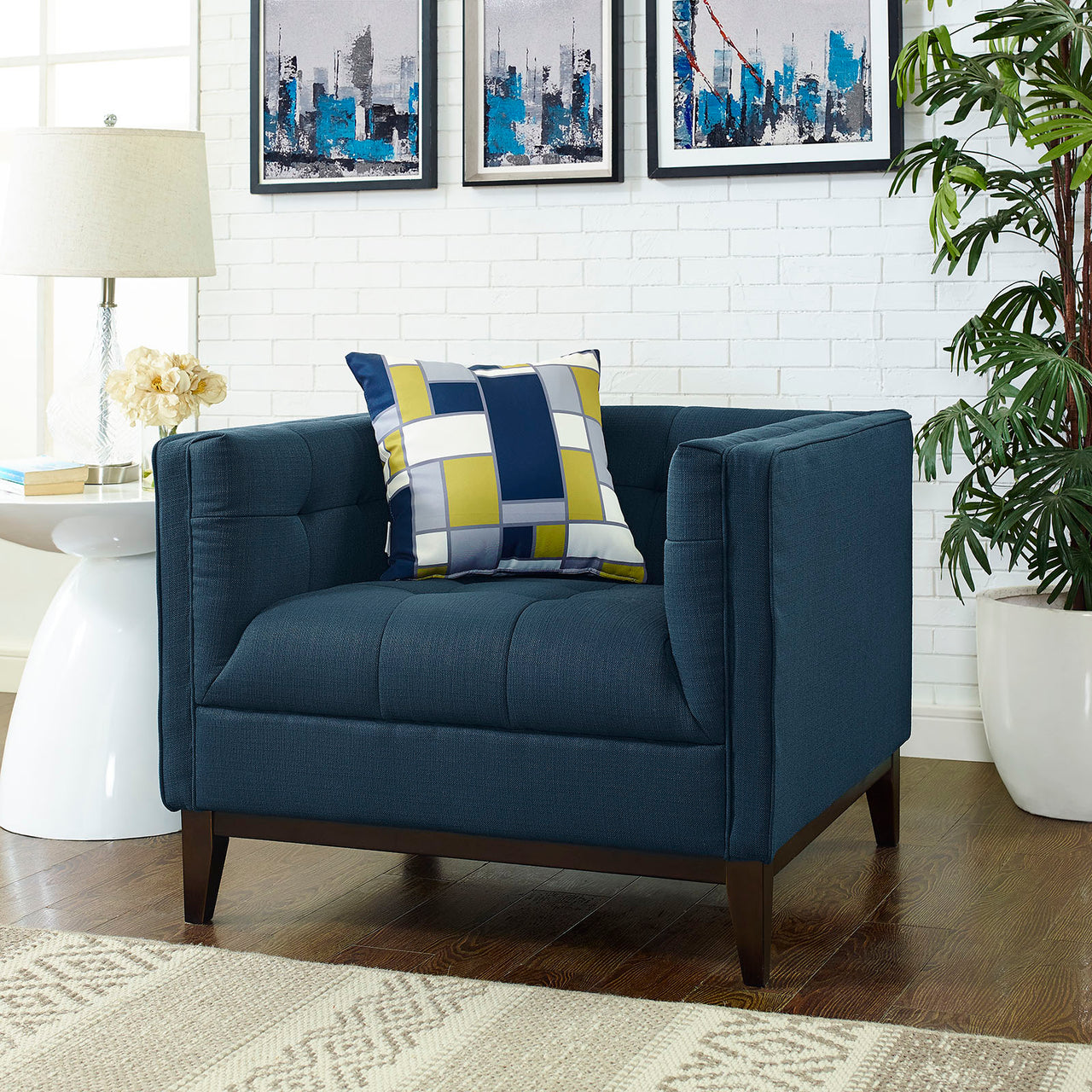 Classique Fabric Accent Chair, Azure