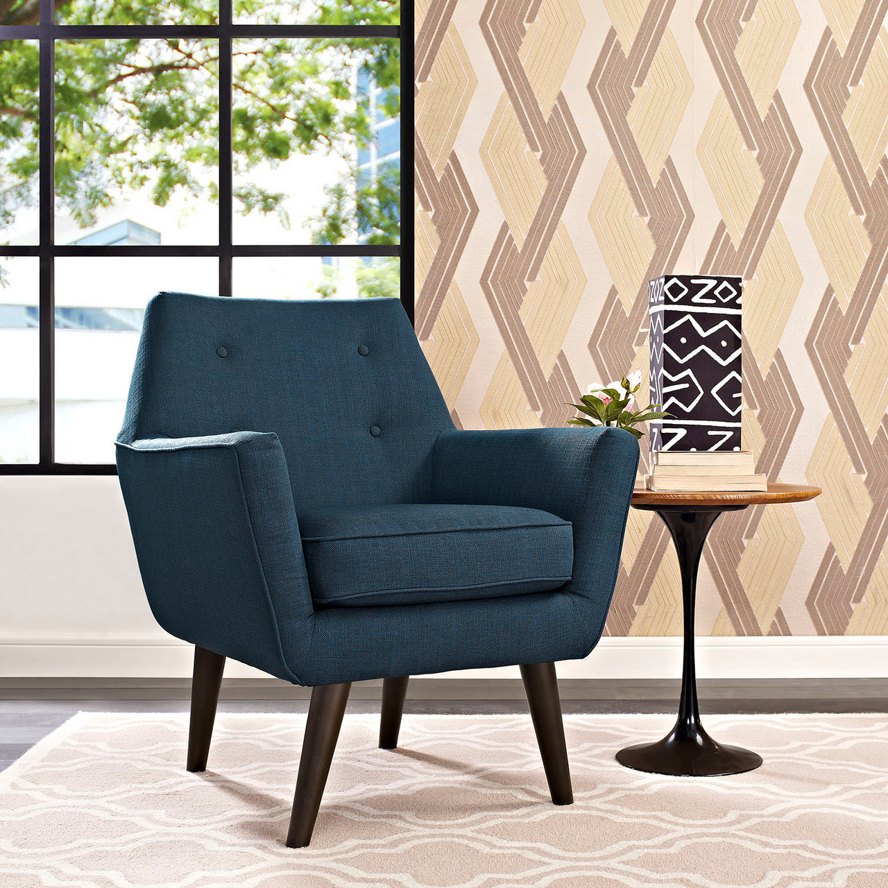Posit Upholstered Fabric Armchair, Azure