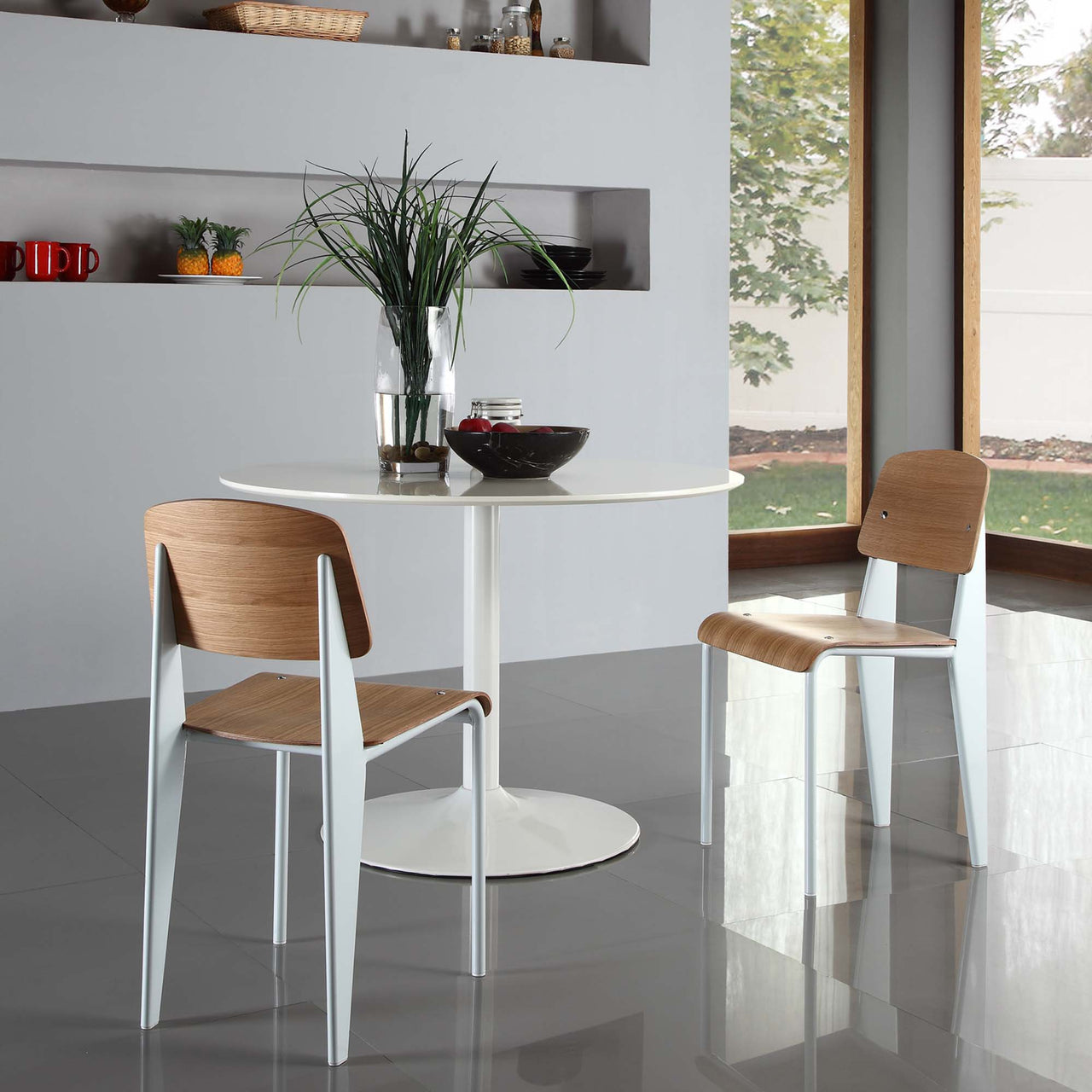 Cabin Dining Side Chair, Natural Wood & White