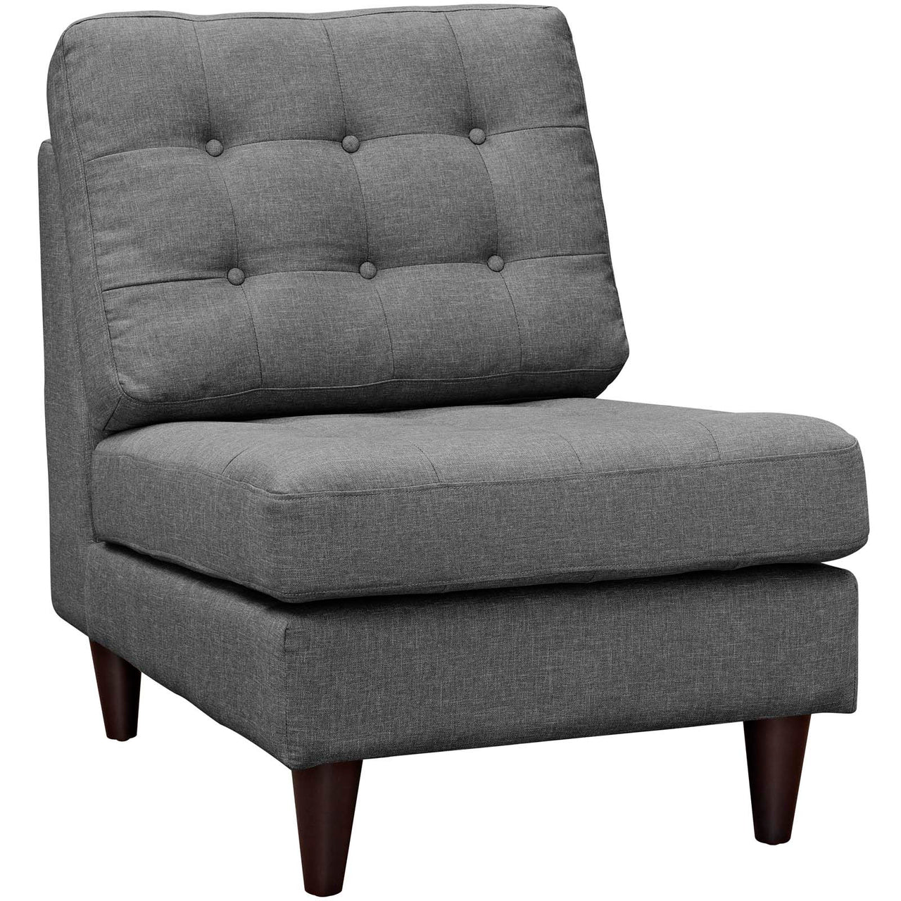 Empress Upholstered Fabric Lounge Accent Chair, Gray