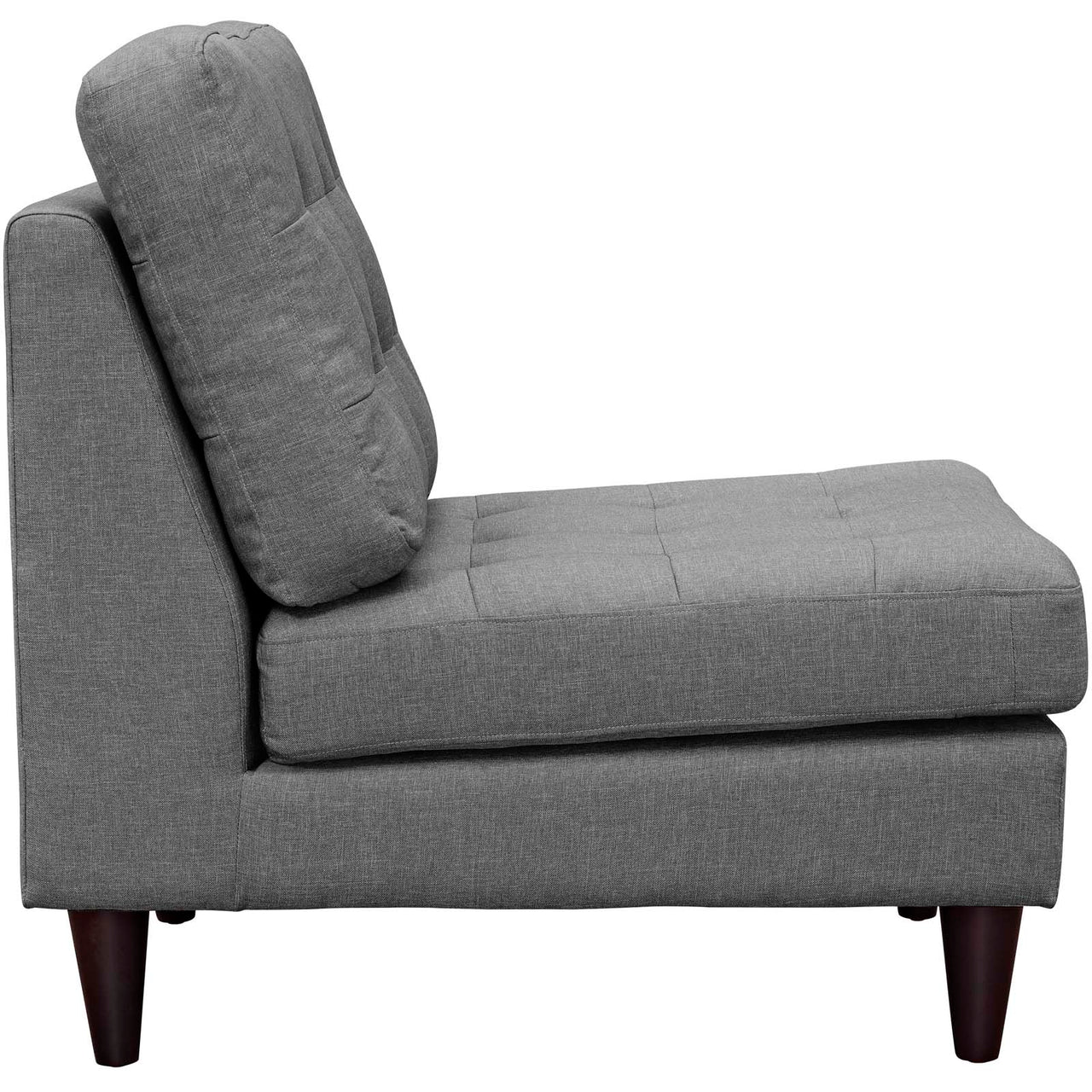 Empress Upholstered Fabric Lounge Accent Chair, Gray