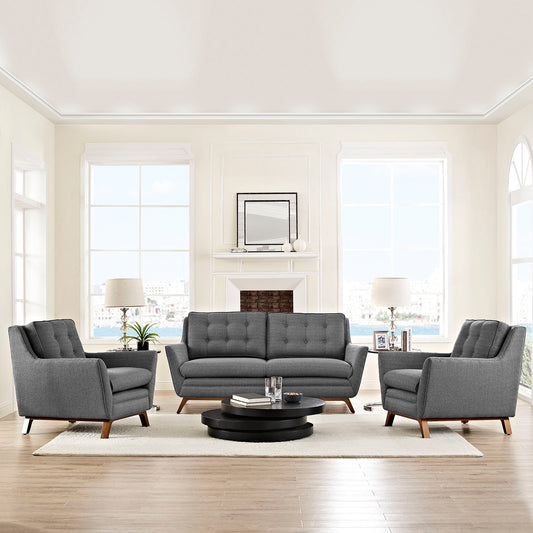 Captivate 3-Piece Fabric Living Room Set, Gray