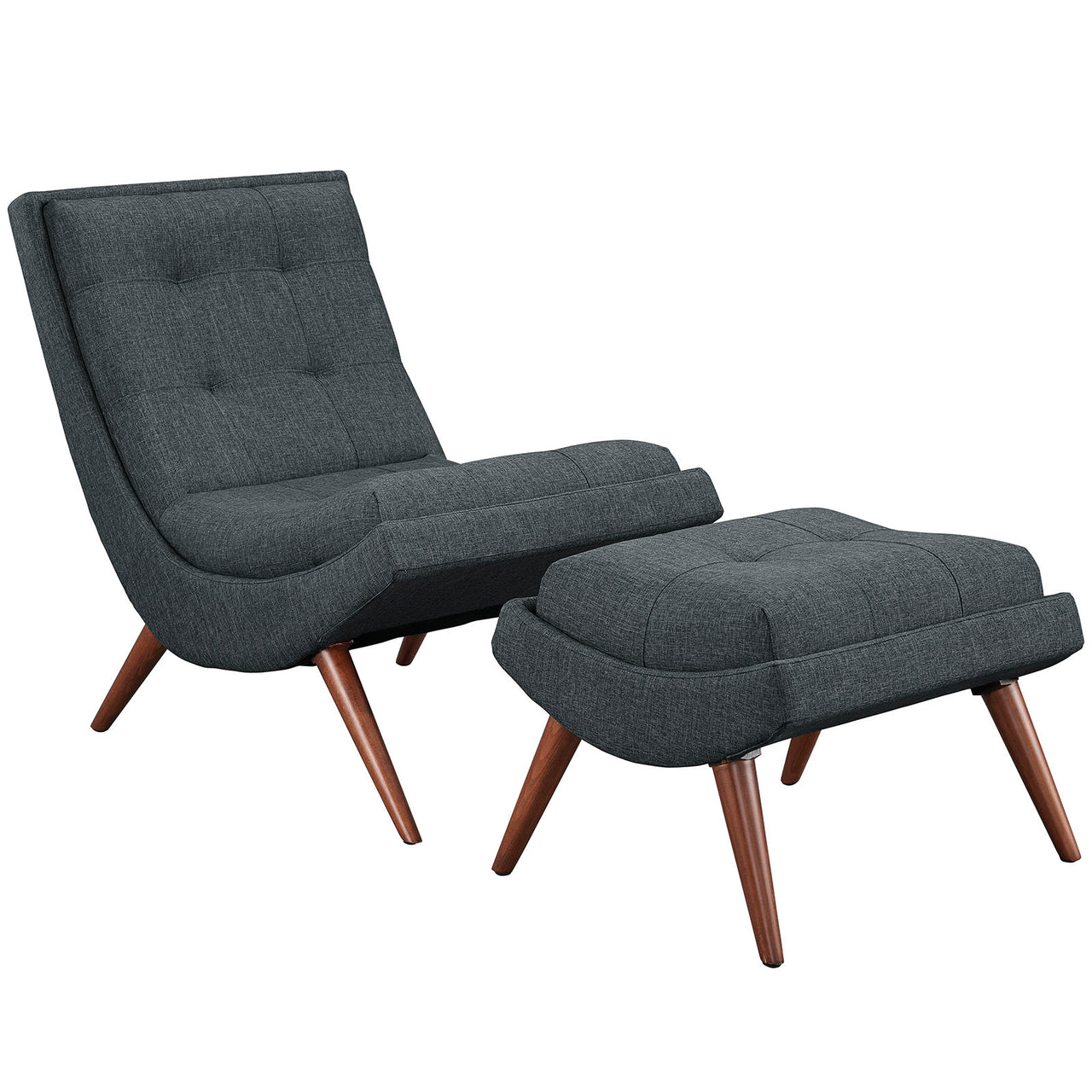 Glide Fabric Lounge Chair w/ Ottoman, Gray