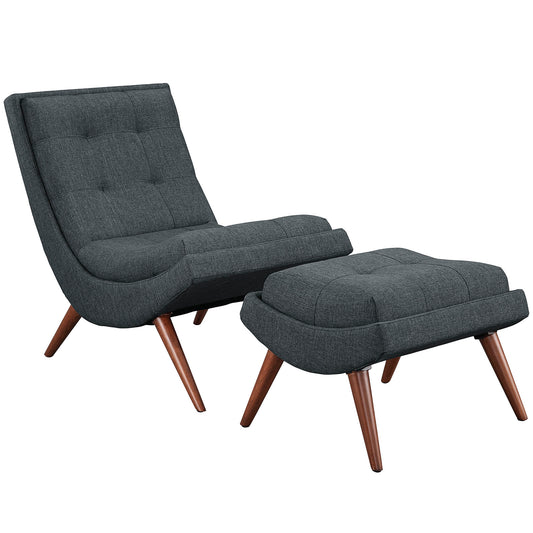 Glide Fabric Lounge Chair w/ Ottoman, Gray