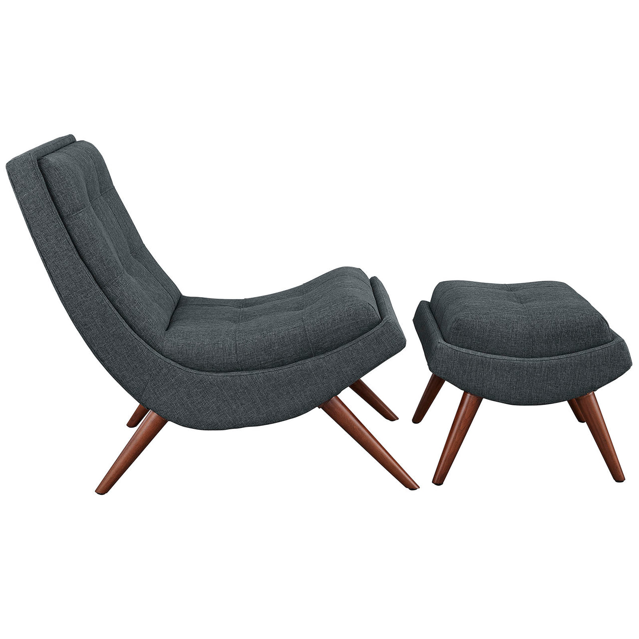 Glide Fabric Lounge Chair w/ Ottoman, Gray