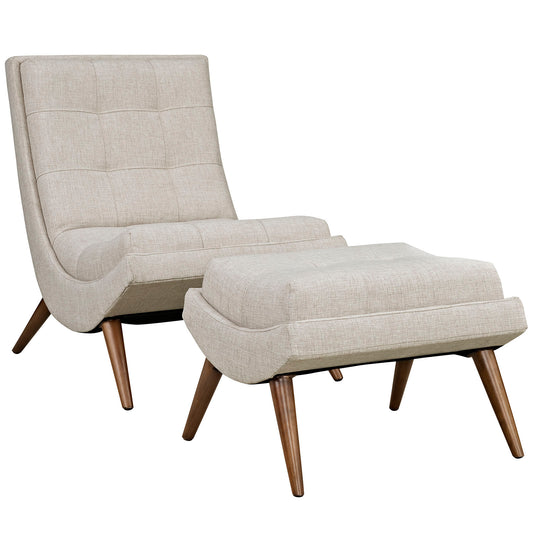 Glide Fabric Lounge Chair w/ Ottoman, Sand