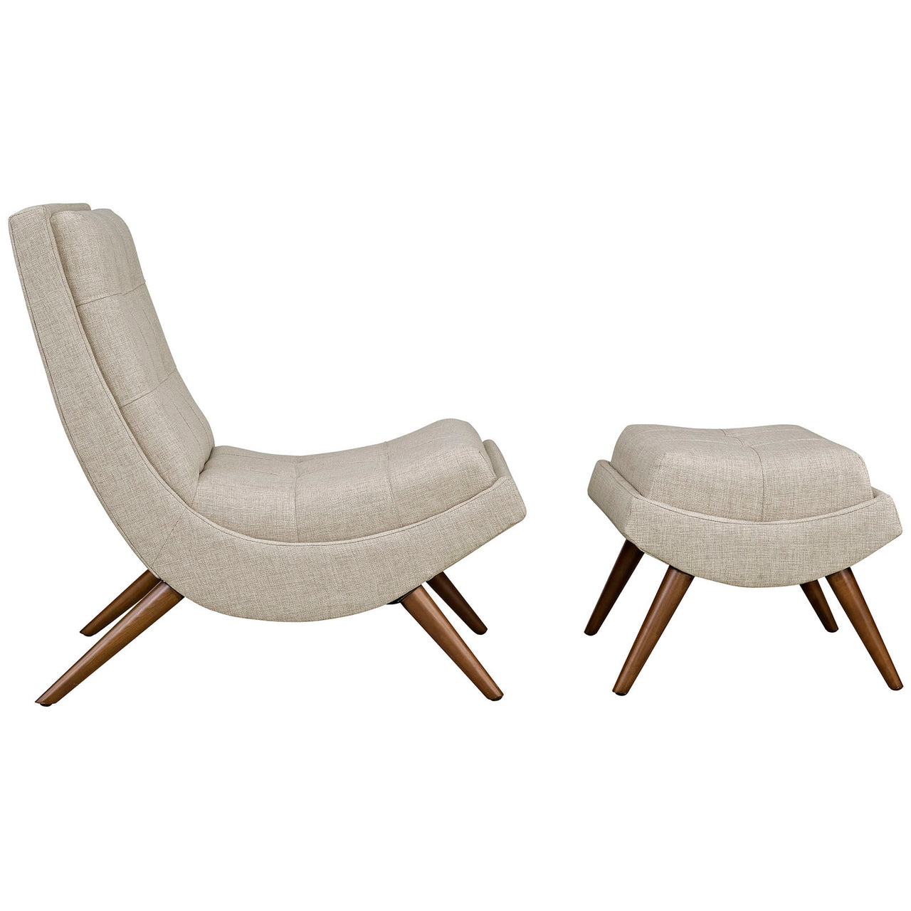 Glide Fabric Lounge Chair w/ Ottoman, Sand