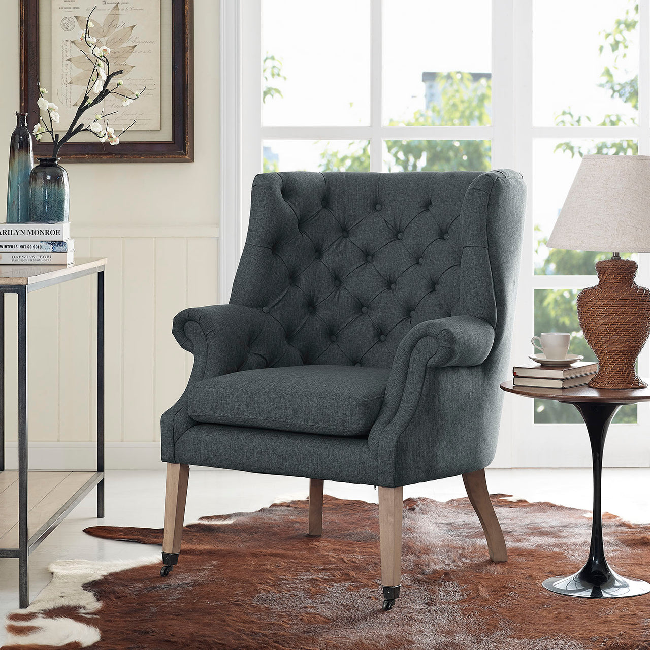 Chariot Upholstered Armchair, Gray