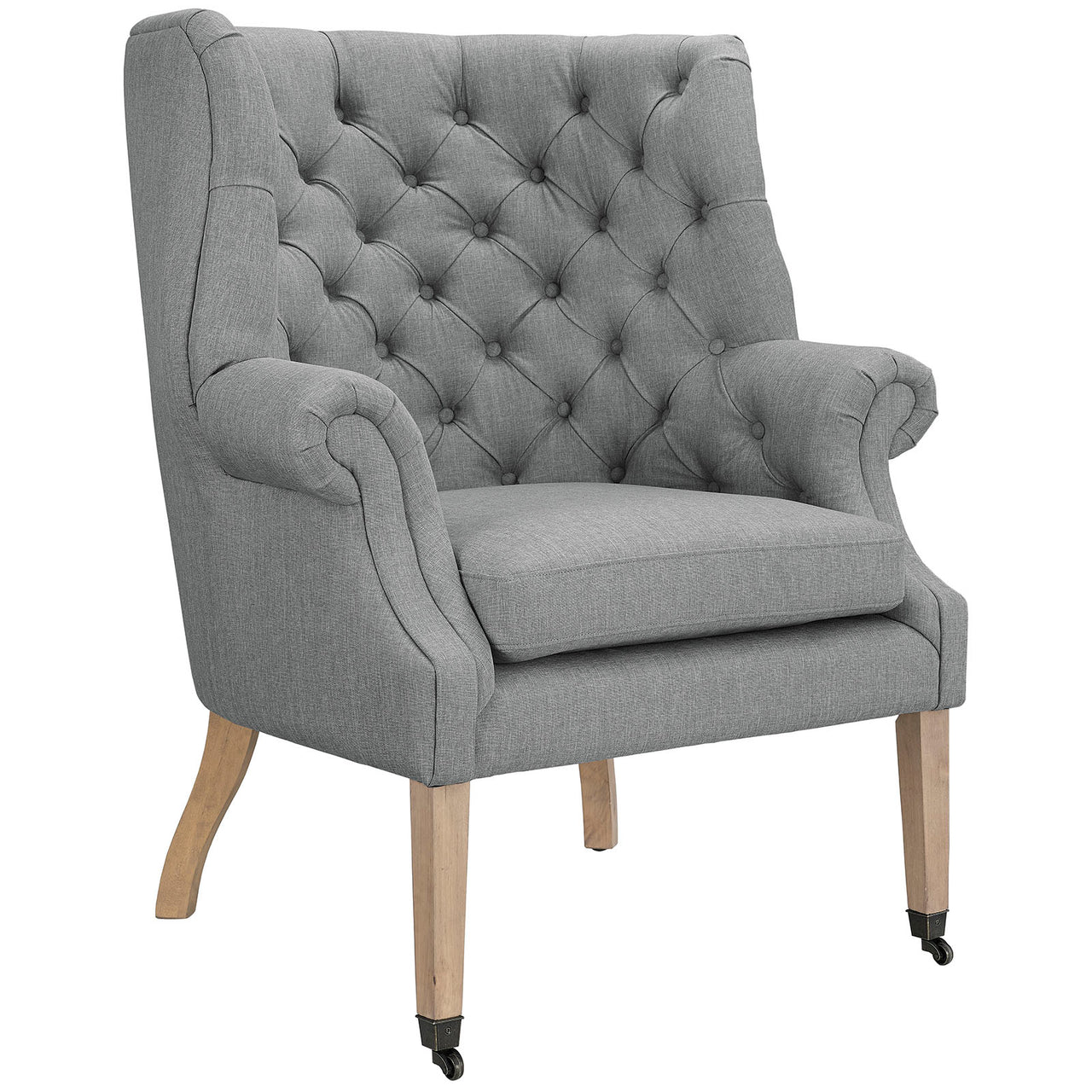 Chariot Upholstered Armchair, Light Gray