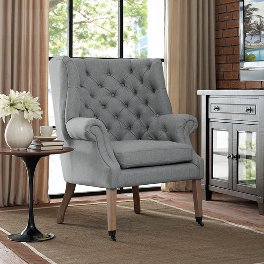 Chariot Upholstered Armchair, Light Gray