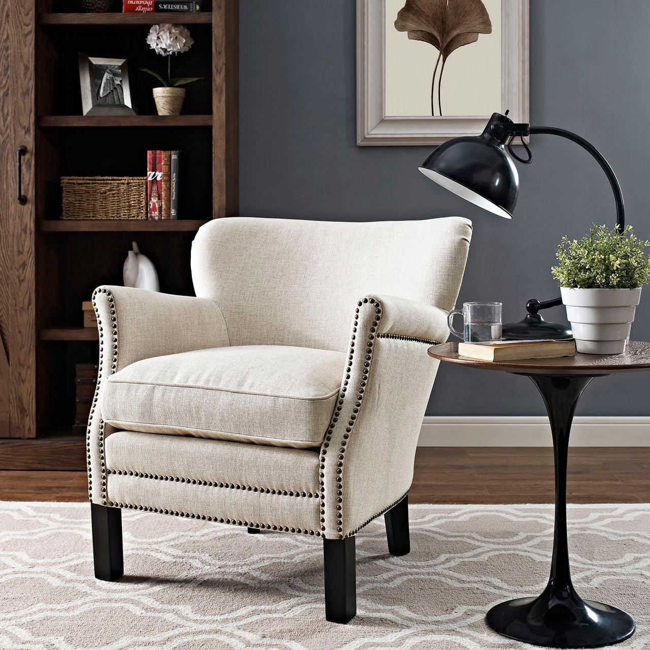 Key Upholstered Fabric Armchair, Sand