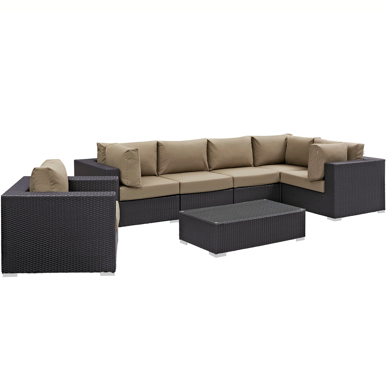 Conversation 7-Piece Alfresco Sectional Set, Espresso & Mocha