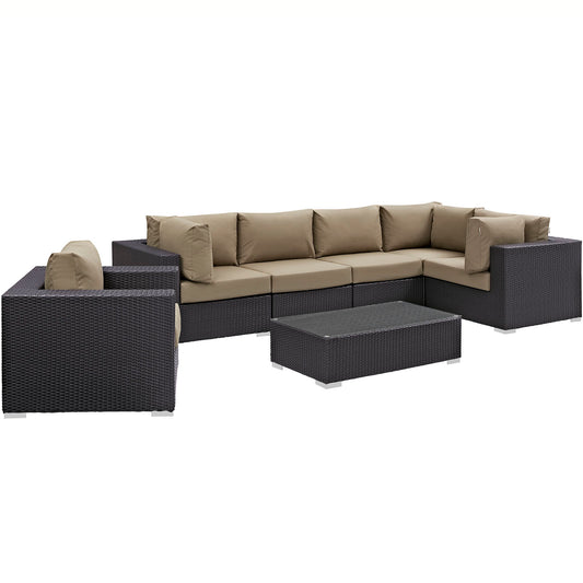 Conversation 7-Piece Alfresco Sectional Set, Espresso & Mocha