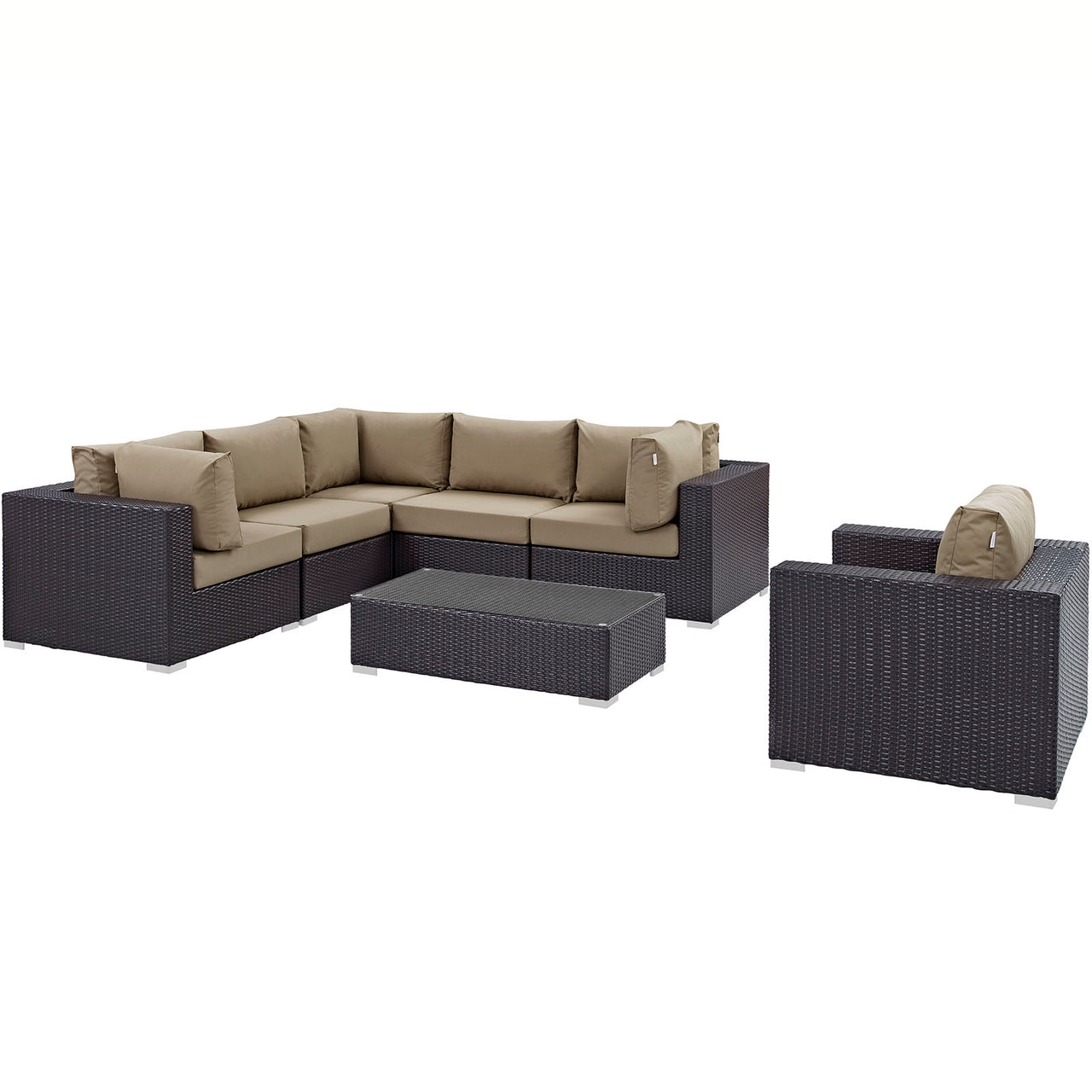 Conversation 7-Piece Alfresco Sectional Set, Espresso & Mocha