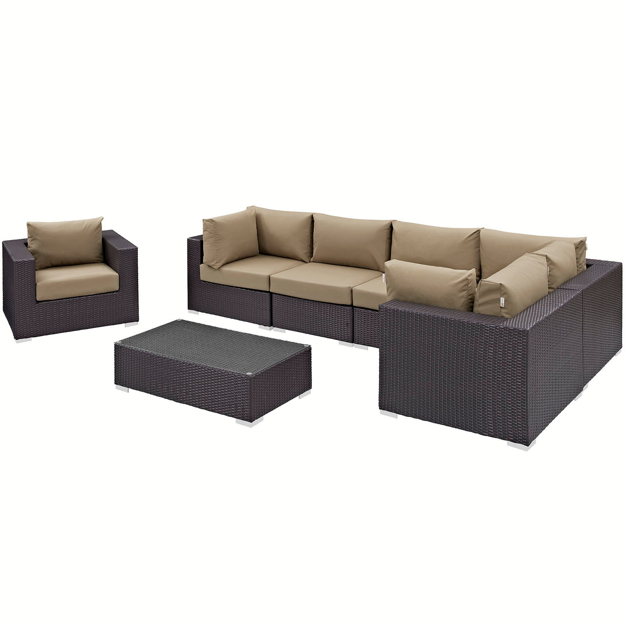 Conversation 7-Piece Alfresco Sectional Set, Espresso & Mocha