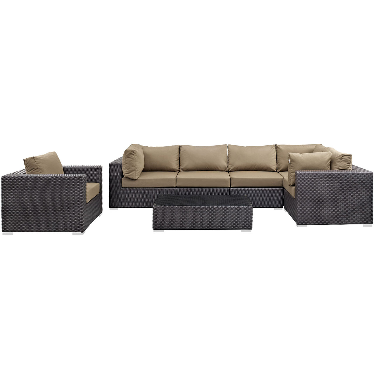 Conversation 7-Piece Alfresco Sectional Set, Espresso & Mocha