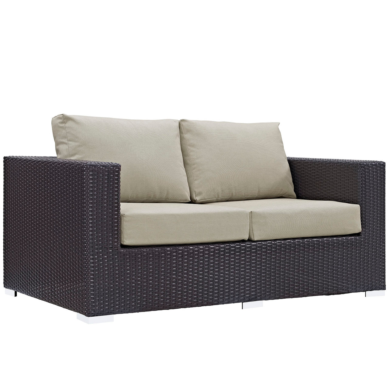 Convene 5 Piece Outdoor Patio Sofa Set, Espresso & Beige