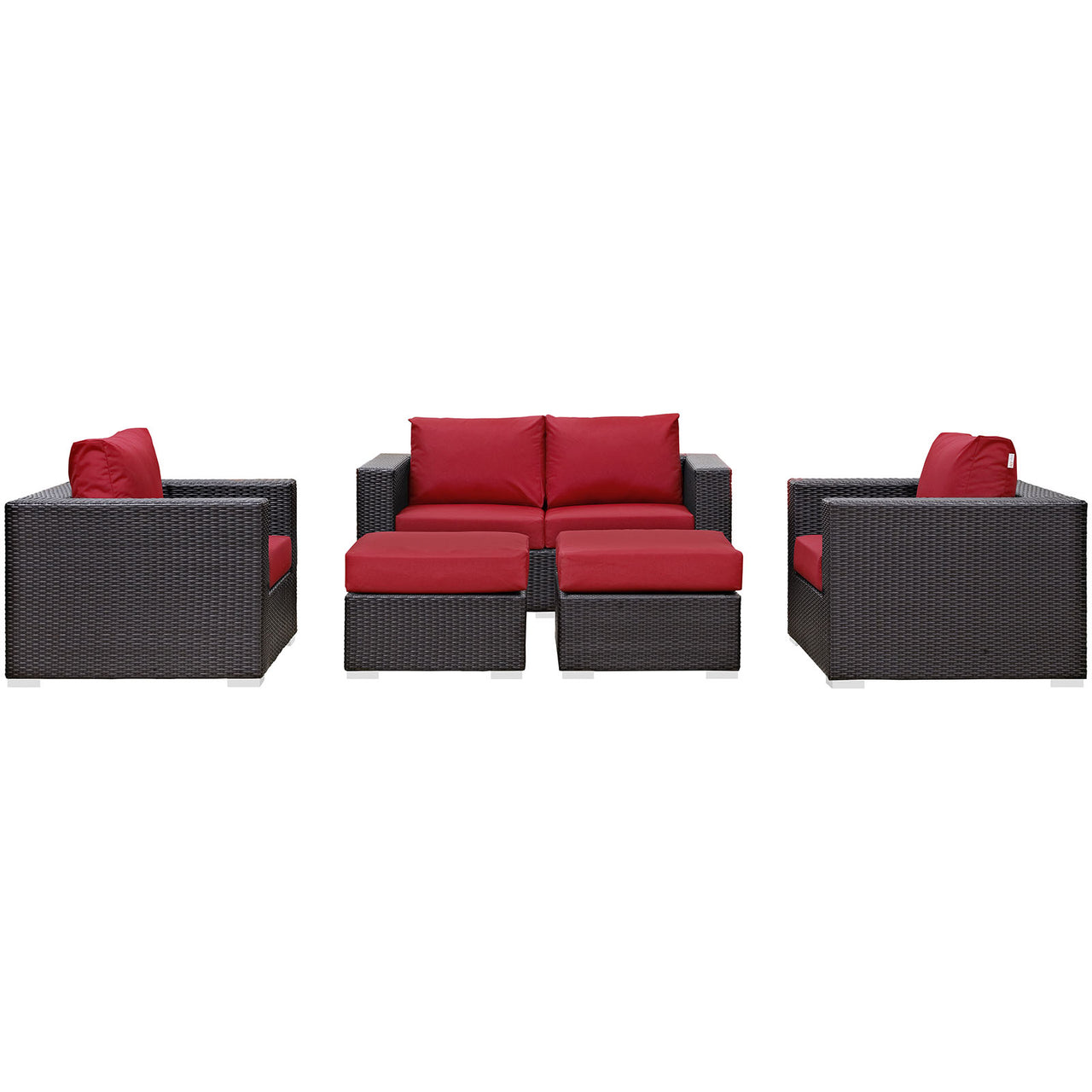Conversation 5-Piece Alfresco Sofa Set, Espresso & Red
