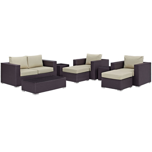 Conversation 8-Piece Alfresco Sofa Set, Espresso & Beige