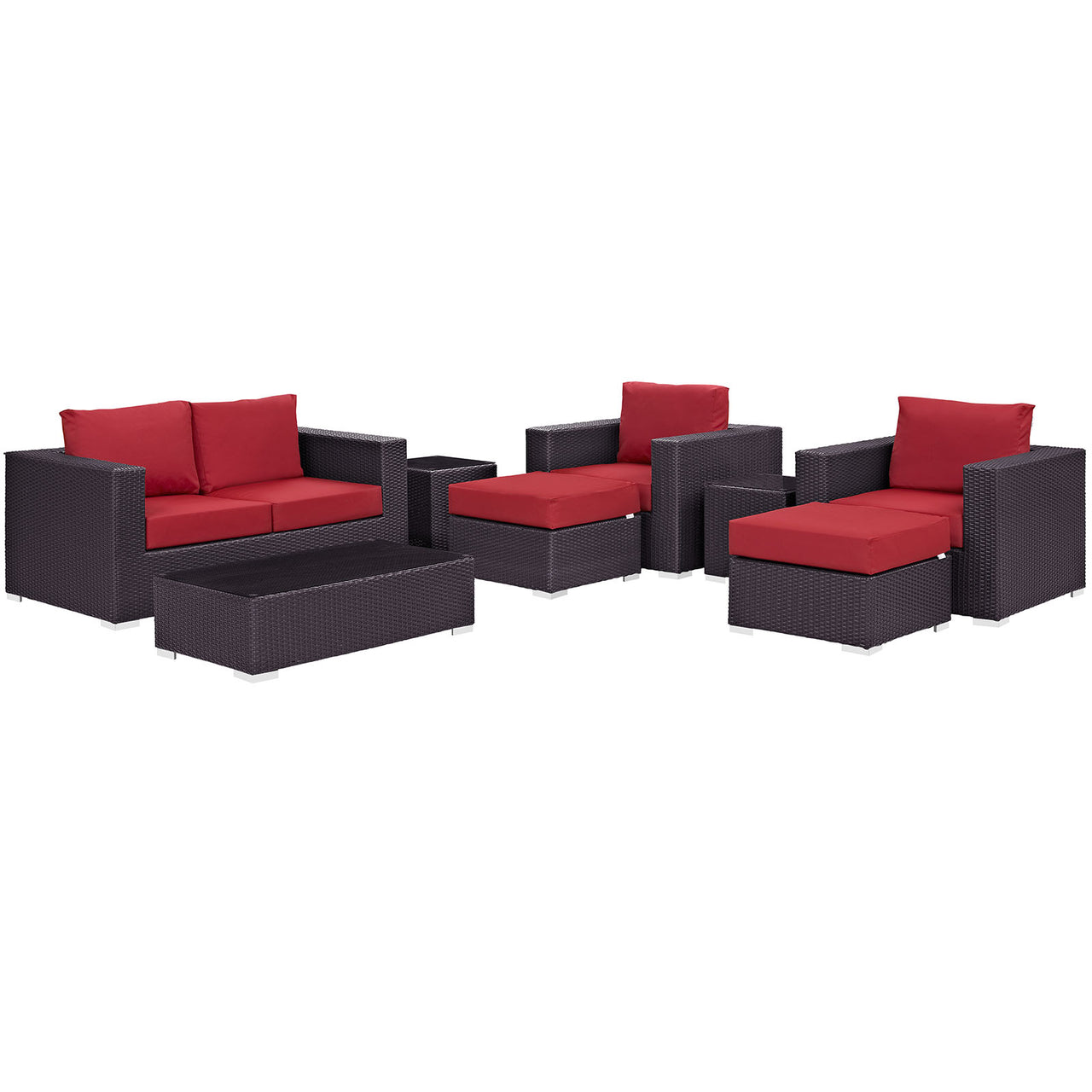 Conversation 8-Piece Alfresco Sofa Set, Espresso & Red