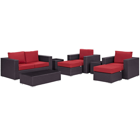 Conversation 8-Piece Alfresco Sofa Set, Espresso & Red