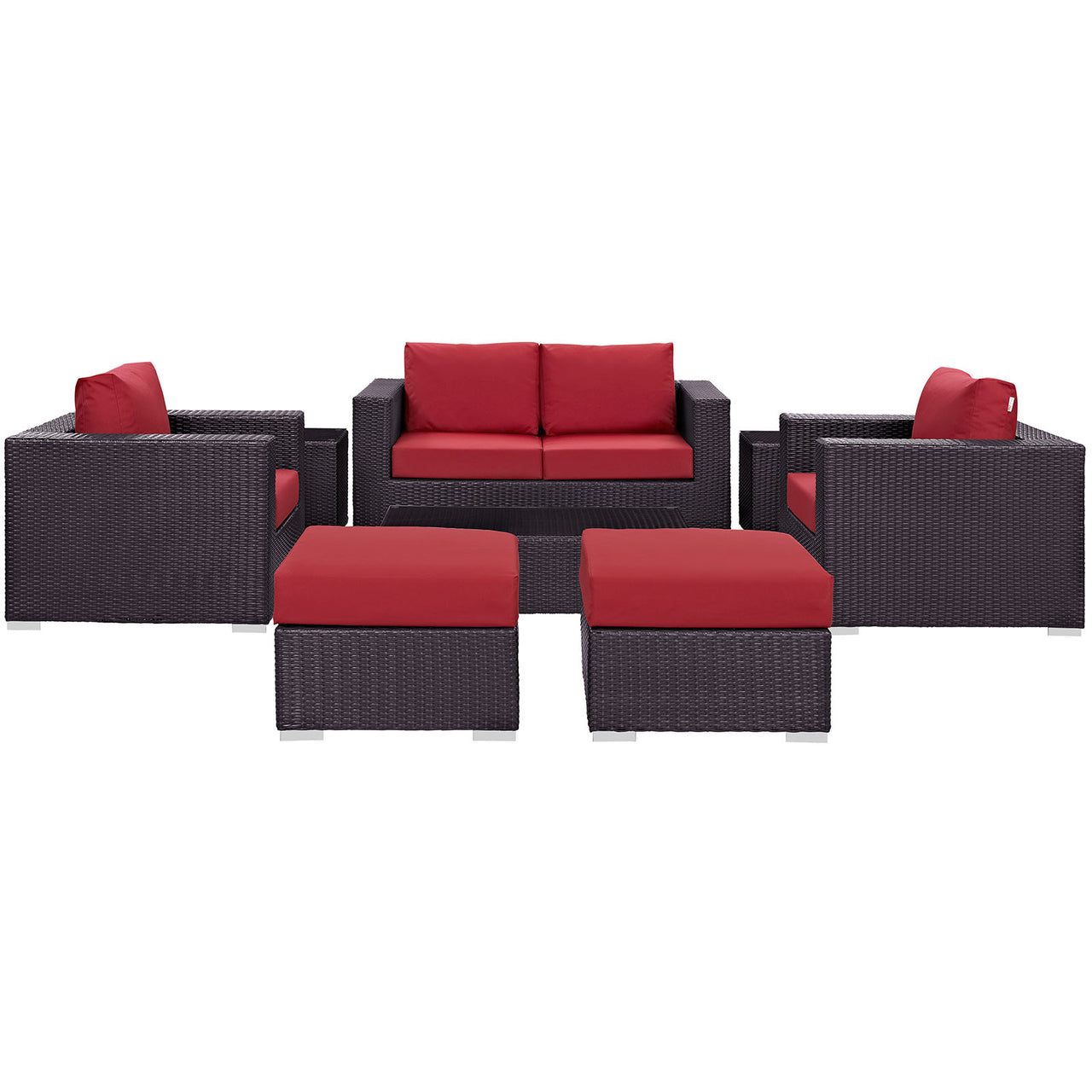 Conversation 8-Piece Alfresco Sofa Set, Espresso & Red