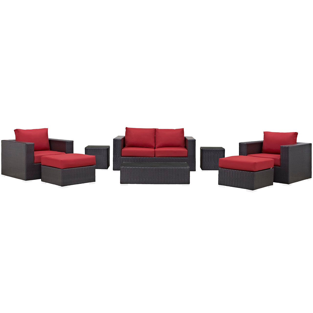Conversation 8-Piece Alfresco Sofa Set, Espresso & Red