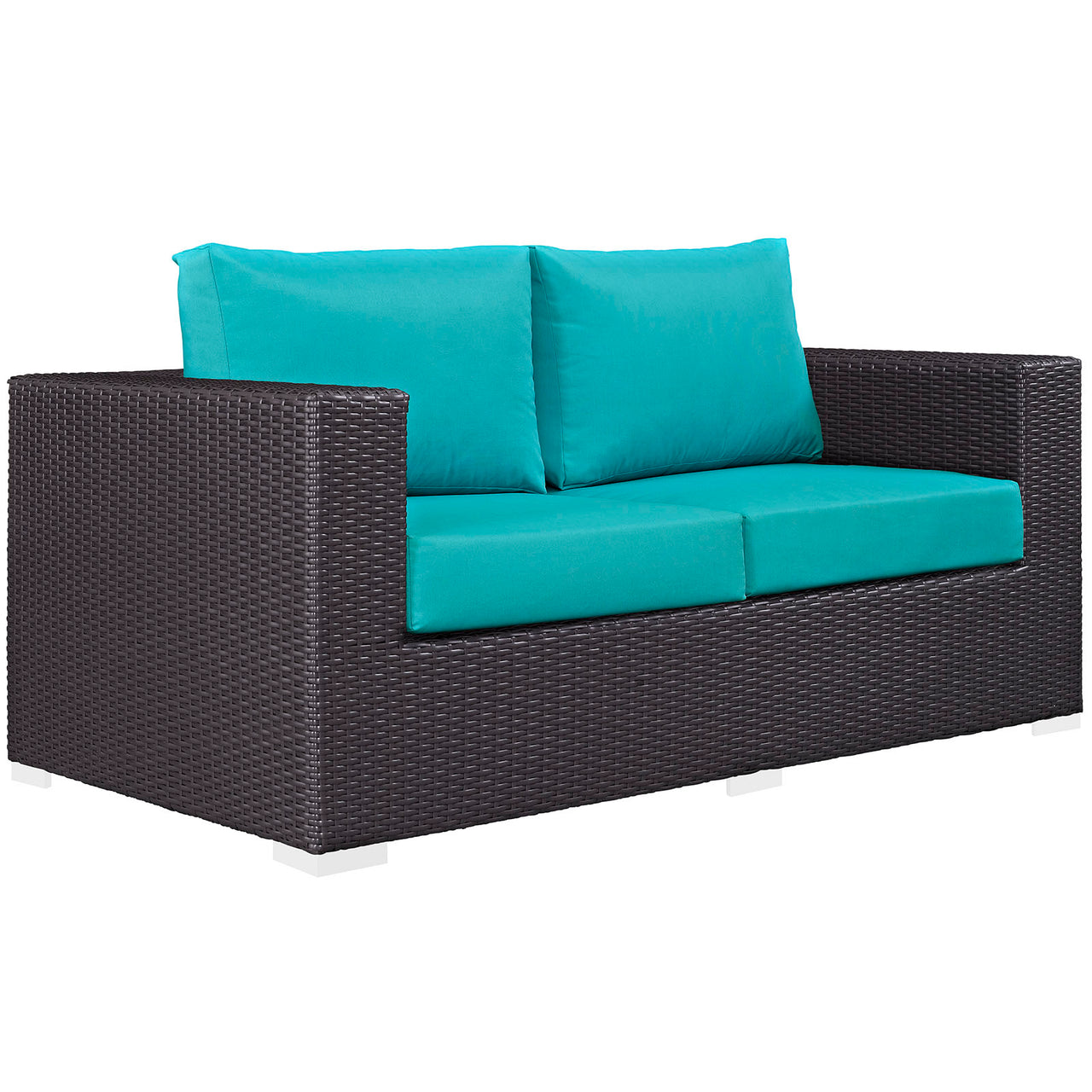 Conversation 8-Piece Alfresco Sofa Set, Espresso & Turquoise