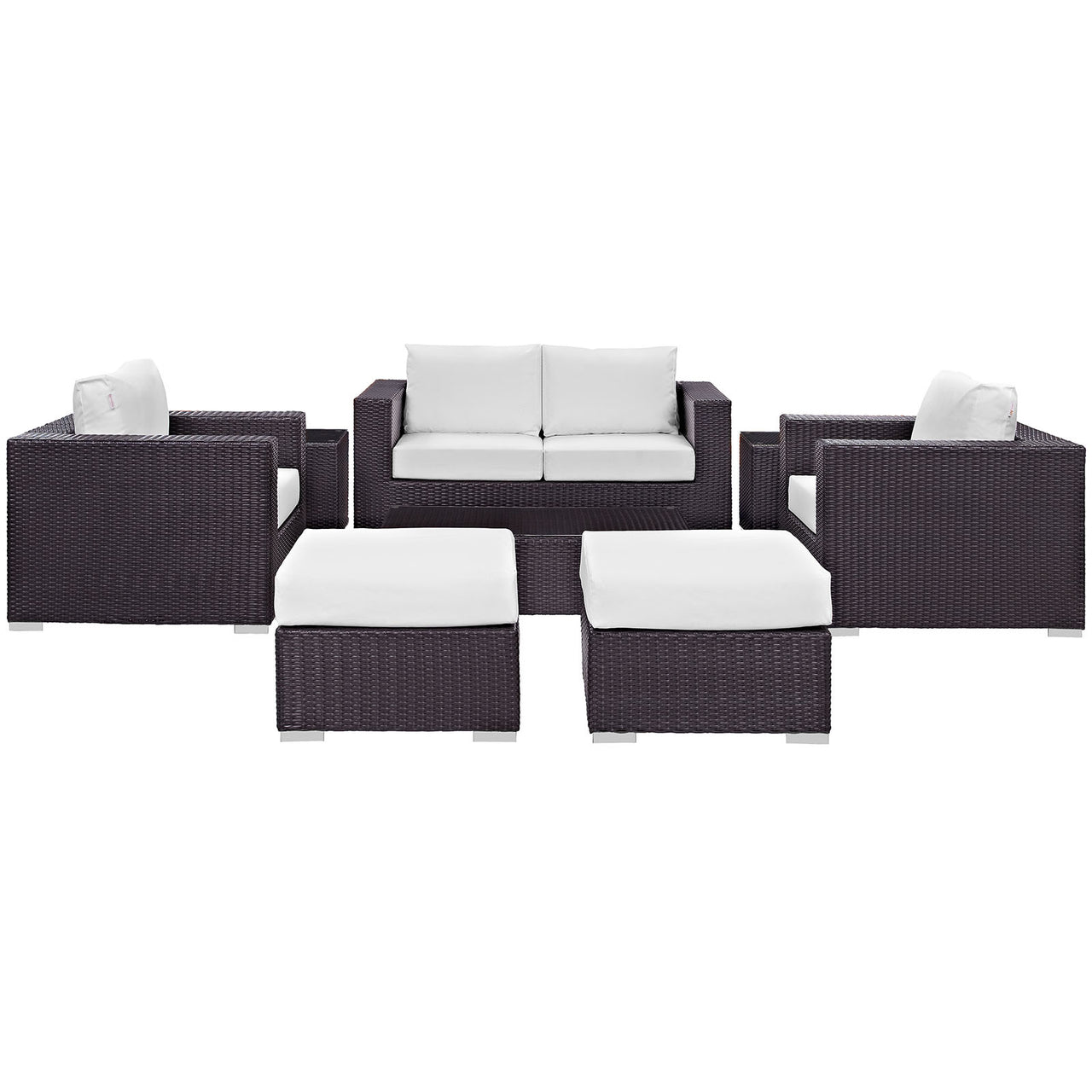 Convene 8 Piece Outdoor Patio Sofa Set, Espresso & White