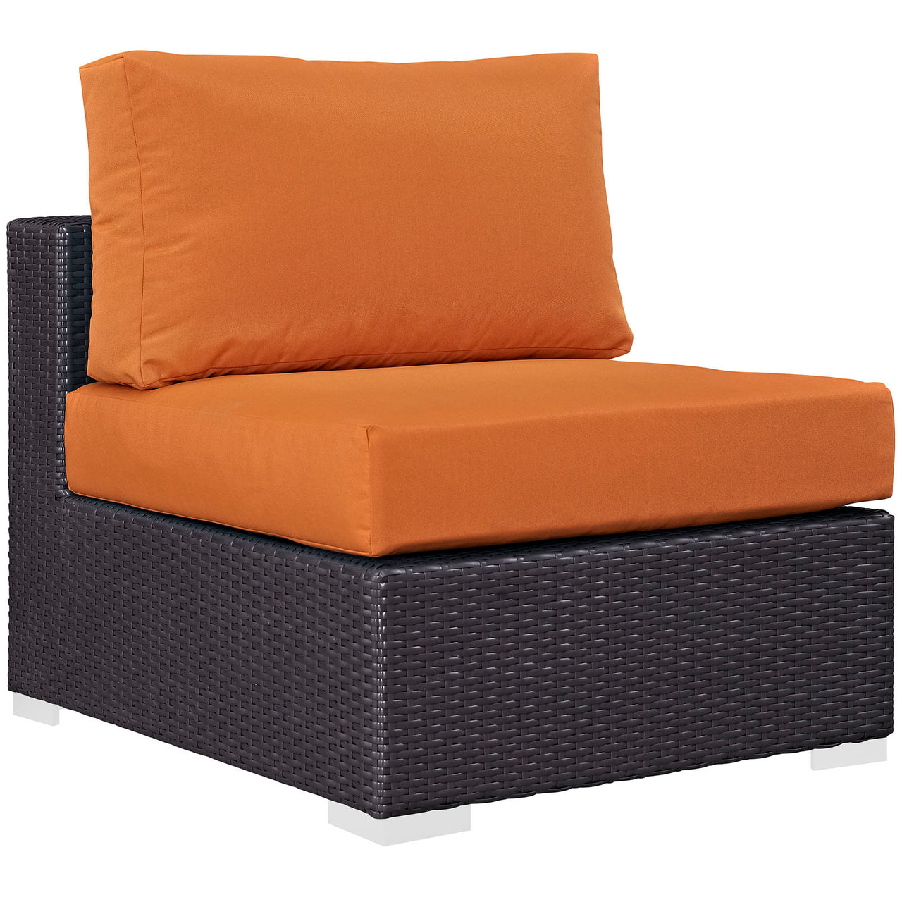 Convene 5 Piece Outdoor Patio Sectional Set, Espresso & Orange