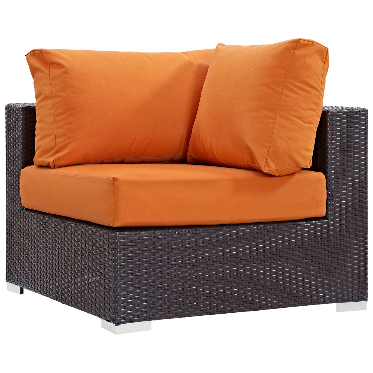 Convene 5 Piece Outdoor Patio Sectional Set, Espresso & Orange