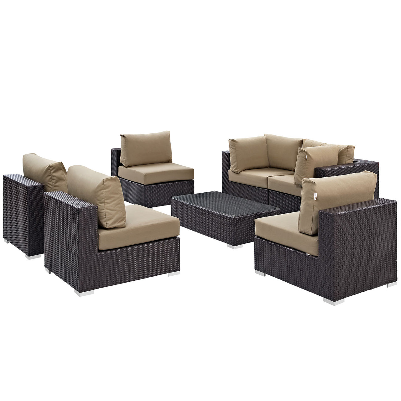 Conversation 7-Piece Alfresco Sectional Set, Espresso & Mocha