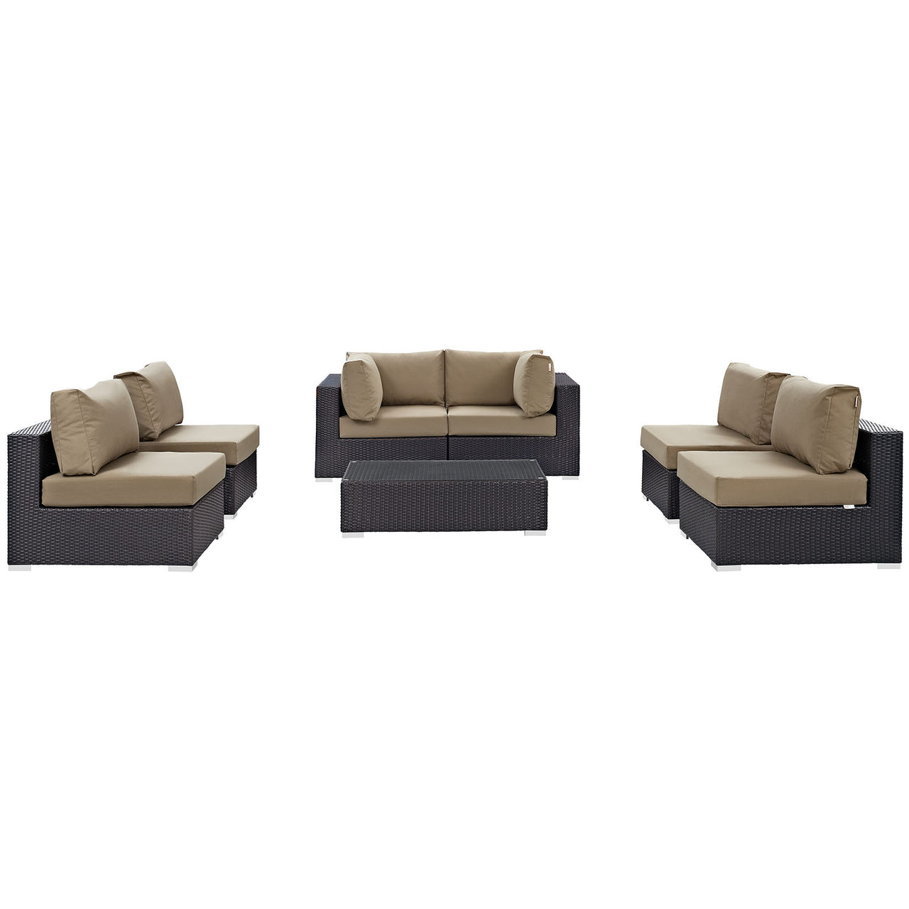 Conversation 7-Piece Alfresco Sectional Set, Espresso & Mocha