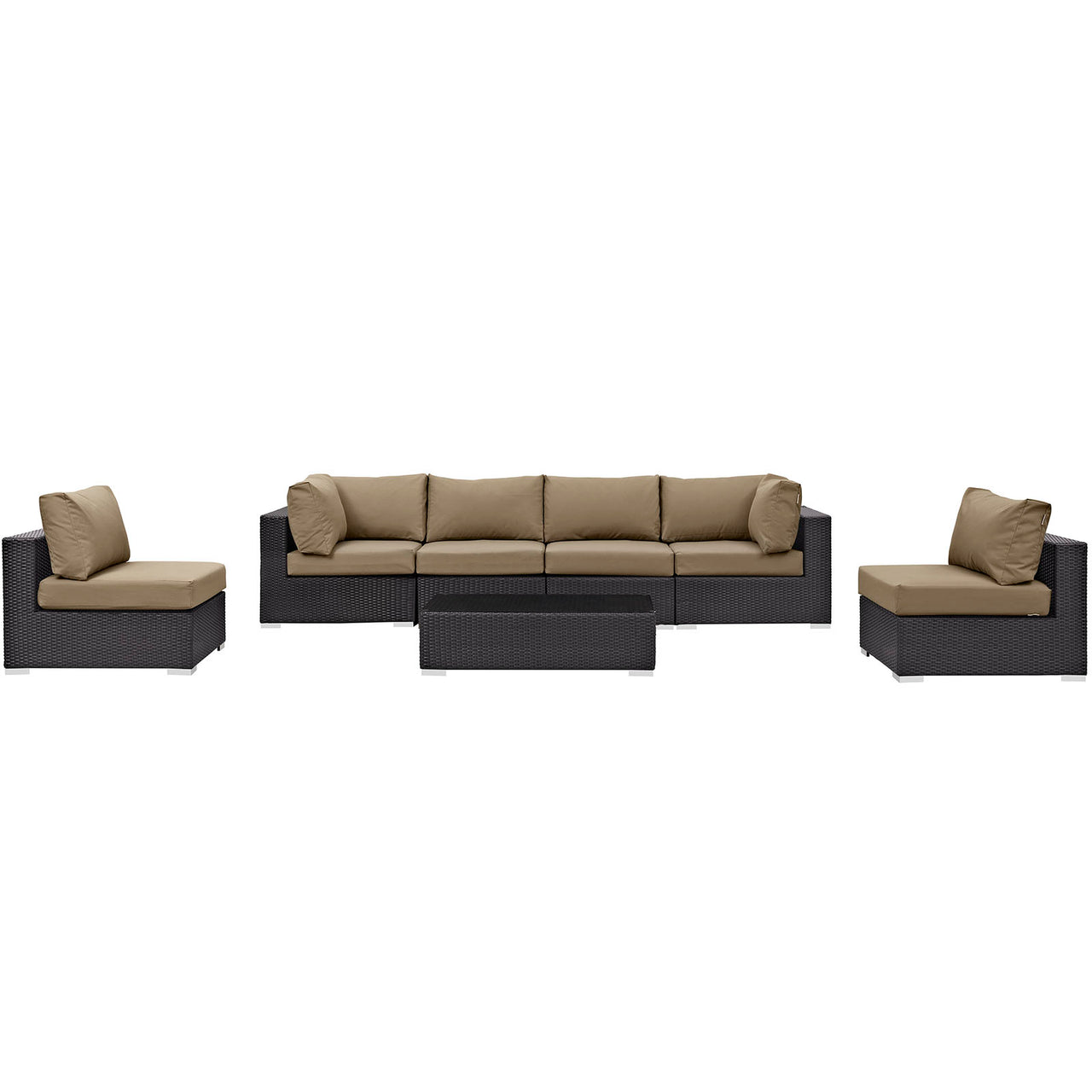 Conversation 7-Piece Alfresco Sectional Set, Espresso & Mocha