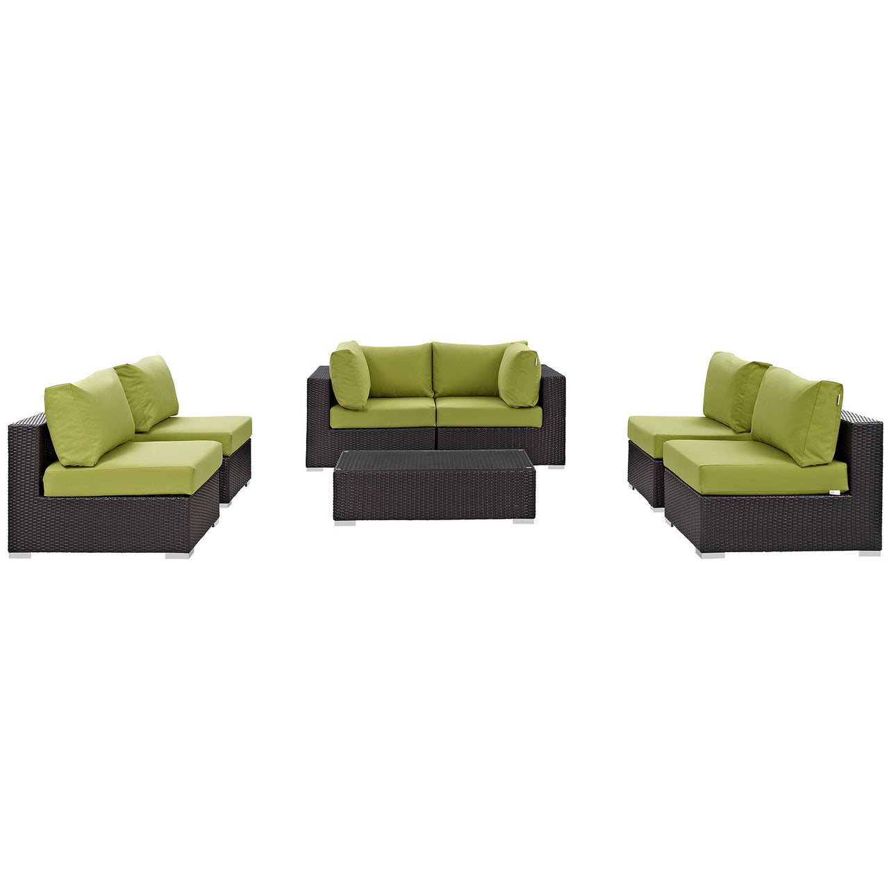 Conversation 7-Piece Alfresco Sectional Set, Espresso & Peridot