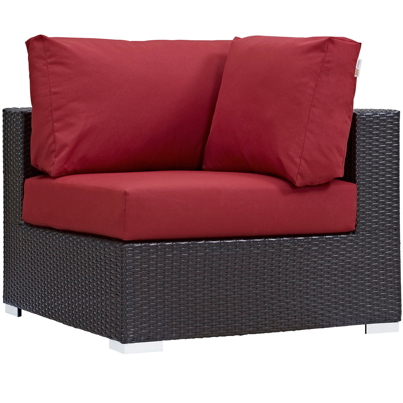 Convene 7 Piece Outdoor Patio Sectional Set, Espresso & Red
