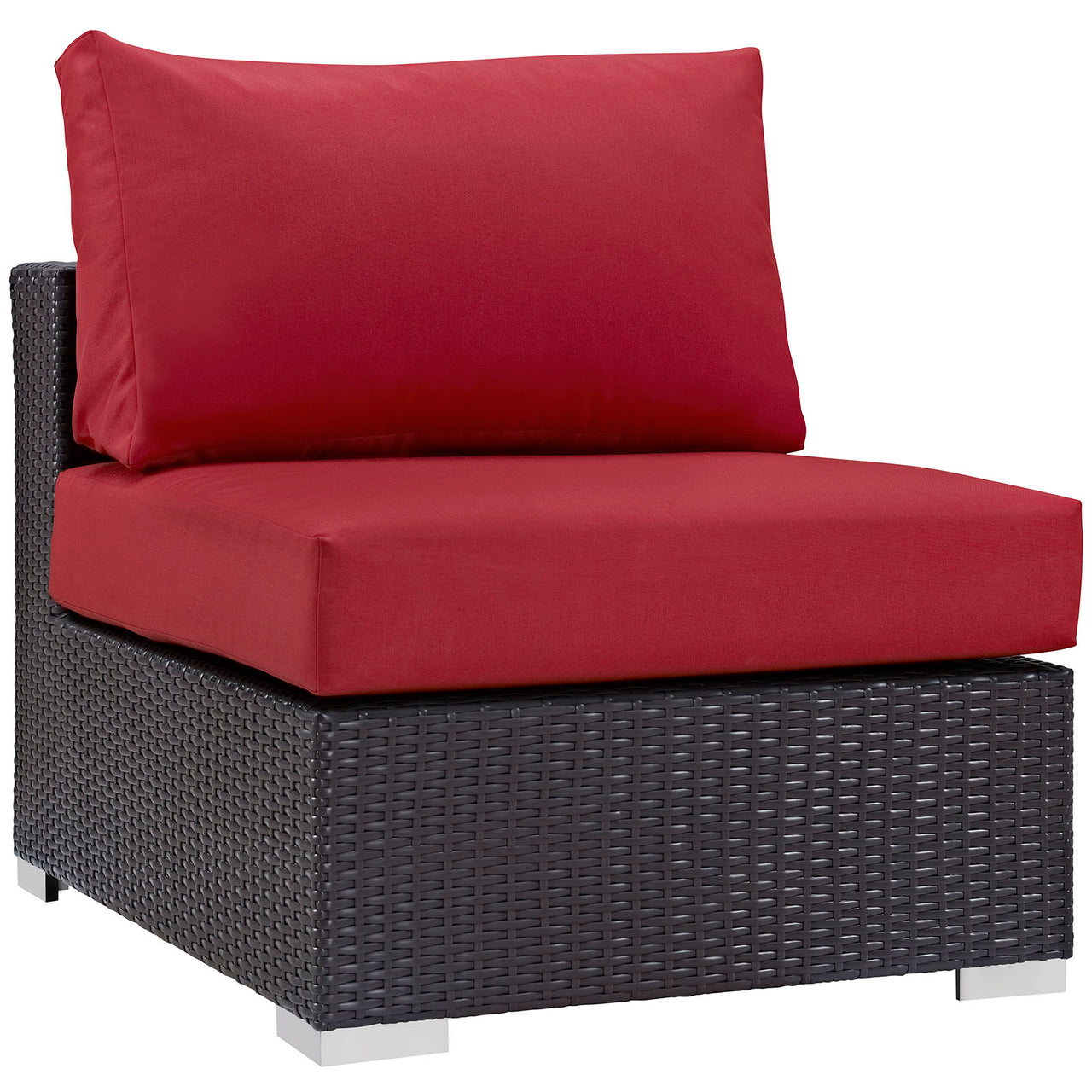 Convene 7 Piece Outdoor Patio Sectional Set, Espresso & Red