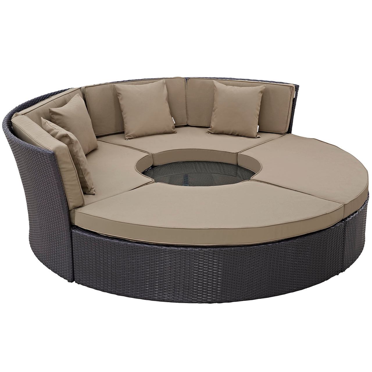 Convene Circular Outdoor Patio Daybed Set, Espresso & Mocha